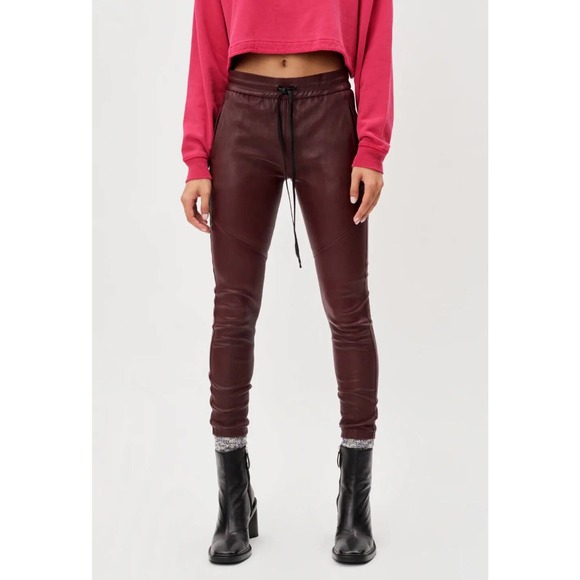 John Elliott Women's European Leather Escobar Skinny Fit Pants in Size Small